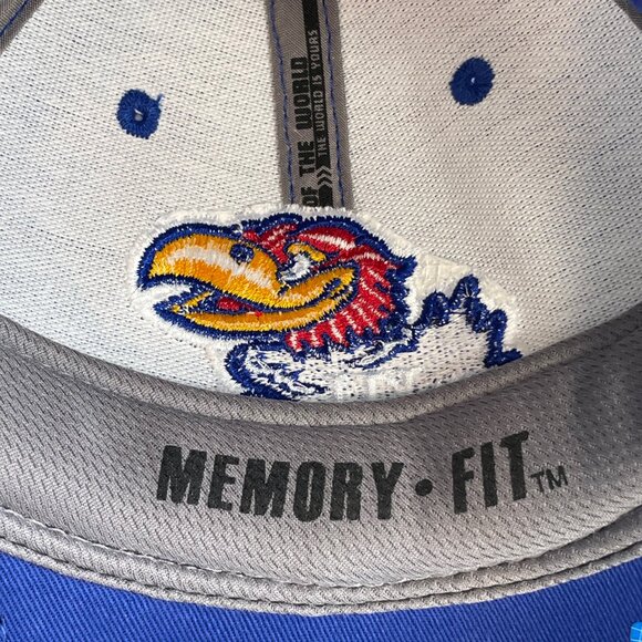 Top of the World Kansas Jayhawks Adjustable Hat OS Royal Blue Staple Memory Fit - Picture 9 of 9